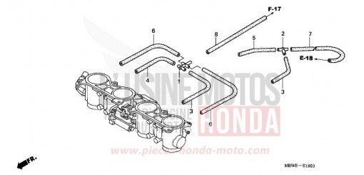 CORPS DE PAPILLON (TUBULURE) CBR600F4 de 2004